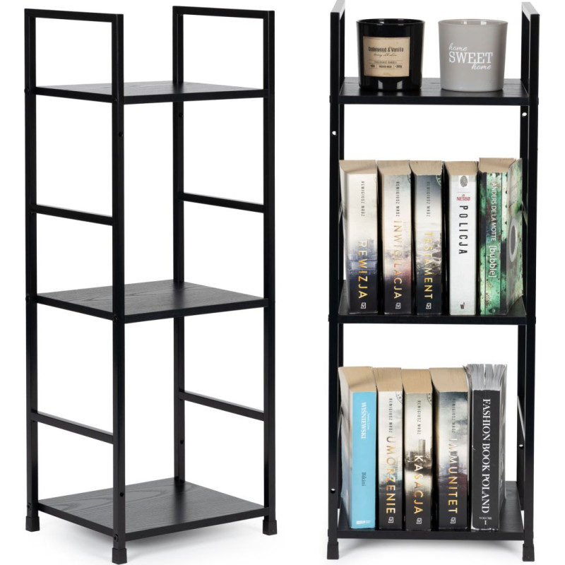 Modernhome Modern wooden shelf, metal frame LOFT, 3 shelves, black ModernHome