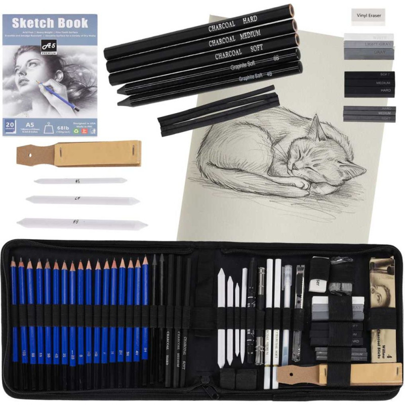 Eskicēšanas zīmuļu mākslas komplekts 54 gab.