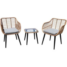 Garden Select Rattan garden furniture set with chairs and a table with a glass top