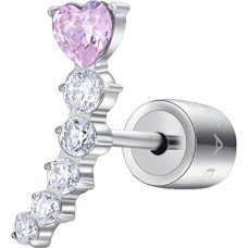 Single long earring with pink heart OK1450