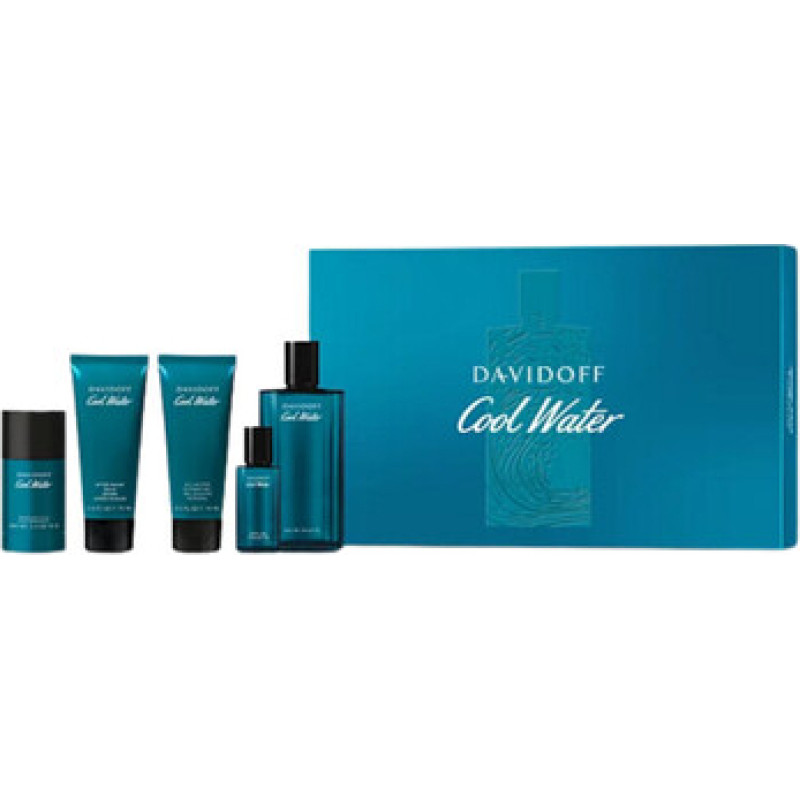 Davidoff Cool Water Man D&aacute;rkov&aacute; sada EDT 125 ml, balz&aacute;m po holen&iacute; 75 ml, sprchov&yacute; gel 75 ml, deostick 70 g a miniaturka 15 ml