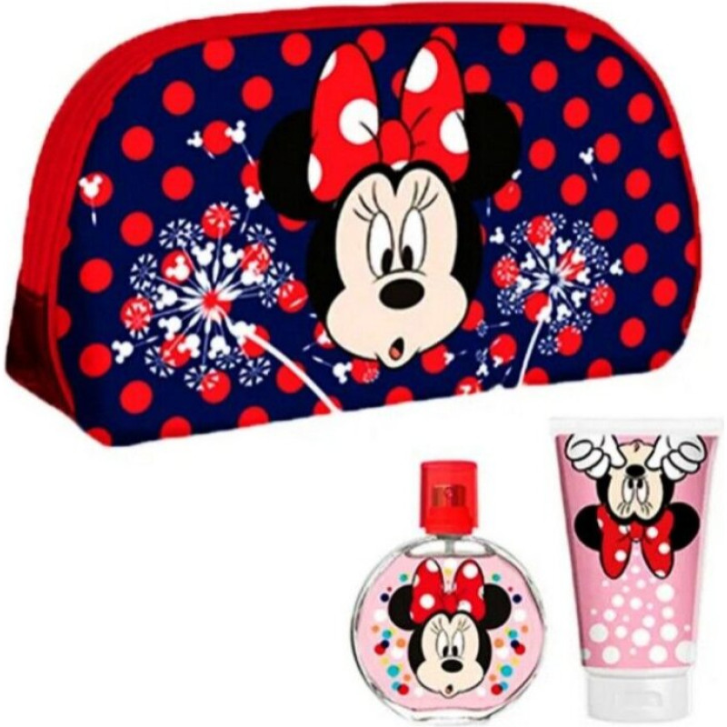 Kosmētikas komplekts bērniem Air-Val Minnie Mouse: tualetes ūdens 50 ml + dušas želeja 100 ml + kosmētikas somiņa