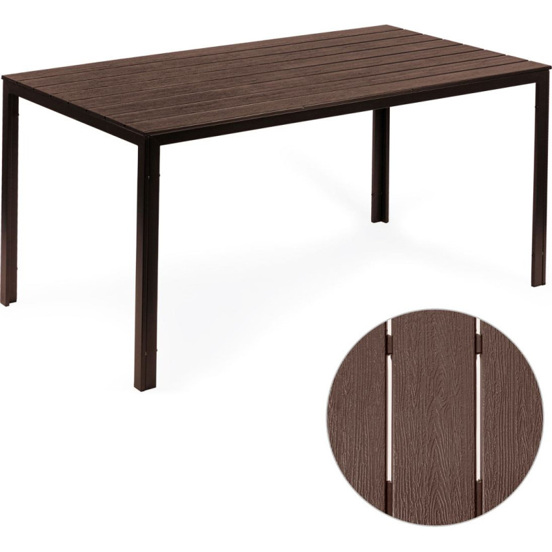 Multigarden 6-Person Garden Table 156x78 cm Polywood Patio Furniture Brown ModernHome