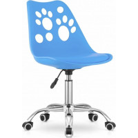 Leobert PRINT Chair Blue Faux Leather Swivel with Chrome Base