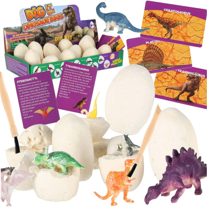 Dinozauri izrakumi dinozauru olu figūriņas arheoloģiskais komplekts ar 12 olām