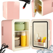 Ceļojumu elektriskais auto mini ledusskapis pārtikas kosmētikas sildīšanai dzesēšanai 2in1 4L rozā krāsā