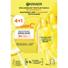 Set of brightening fabric masks with vitamin C 4+1 pcs