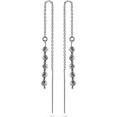 Silver chain earrings with hematite AJKNS006