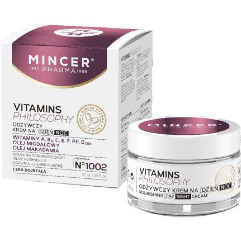 Barojošs dienas / nakts sejas krēms visiem ādas tipiem  Mincer Pharma Vitamins Philosophy,  50 ml