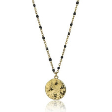 Stylish gold-plated necklace with black beads EWN23040G
