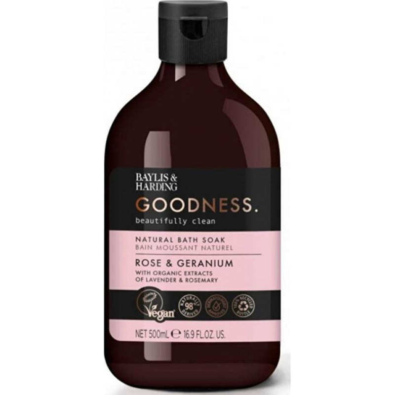 Goodness Natural Bath Soak Rose and Geranium Foam Bath 500 ml