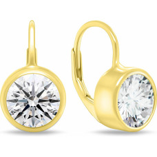 Gold-plated drop earrings with cubic zirconia EA1201Y