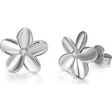 Delicate steel earrings with crystals Flowers VSE001S-PET