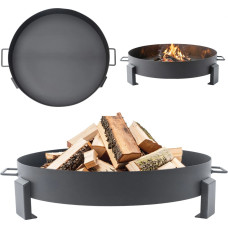 Bauerkraft Large solid cast iron garden fire pit 60 cm with handles, perfect for a bonfire