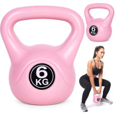 Modernhome Kettlebell 6 kg for exercise, dumbbell, weight ball, fitness load, pink, ModernHome