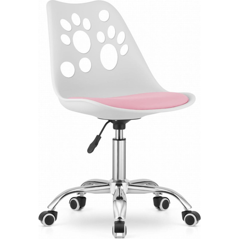 Leobert PRINT Chair White and Pink Faux Leather Swivel with Chrome Base