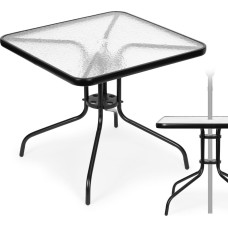 Multigarden Garden table 80x80 cm, for terrace, garden, balcony, tempered glass, umbrella hole, MultiGarden