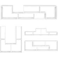 Modernhome Modern Modular Geometric Bookshelf &ndash; Cabinet with 4 Shelves ModernHome