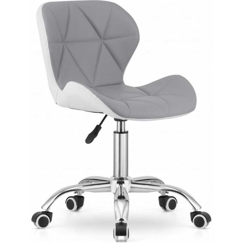 Leobert Swivel Office Chair with Wide Backrest Eco Leather Grey-White