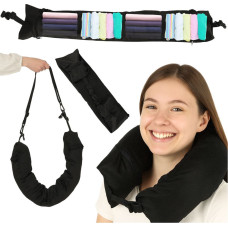 Ceļojumu spilvens ceļojumu radzenes galvas balsts kakla balsts glabāšanas nodalījums aizpildīšanai melns