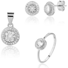 Charming silver jewelry set with zircons SVLS0127SJ6BI (ring, pendant, earrings) - Circuit: 58 mm