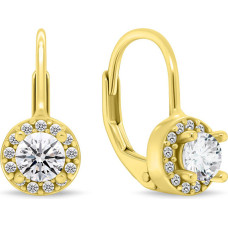 Elegant gold-plated earrings with cubic zirconia EA1267Y