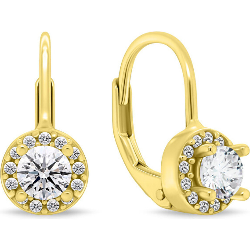 Elegant gold-plated earrings with cubic zirconia EA1267Y