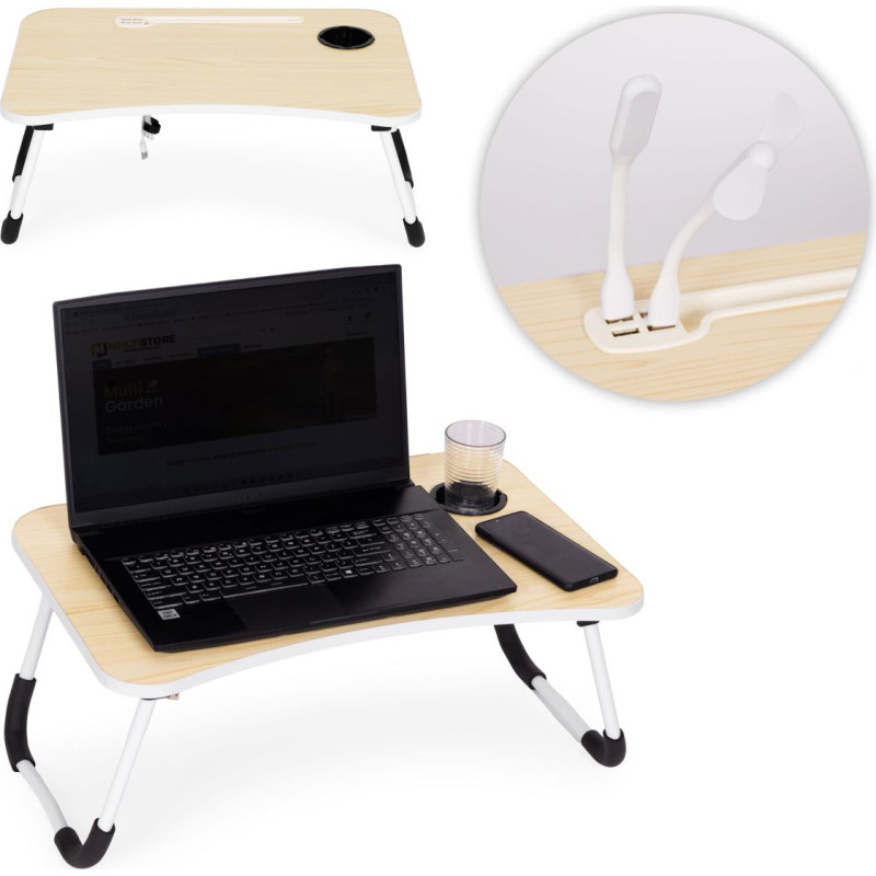 Modernhome Folding Laptop Stand Tray 60x40 cm with Lamp and Fan ModernHome