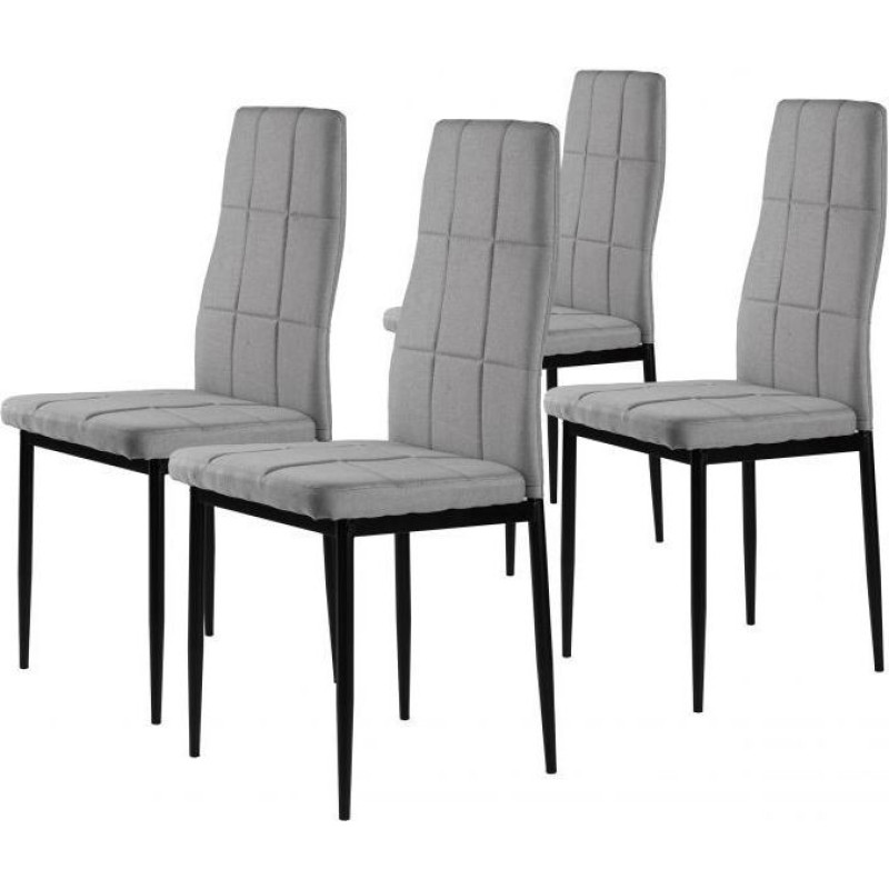 Set of 4 upholstered tufted chairs for dining room and living room, 4 pieces, grey