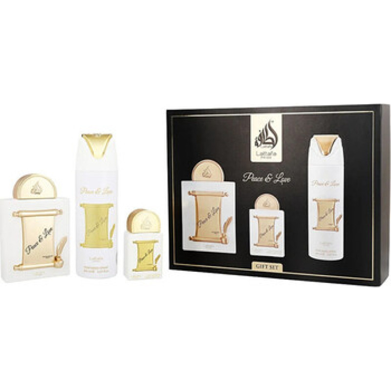 Lattafa Perfumes Peace & Love D&aacute;rkov&aacute; sada EDP 100 ml, EDP 20 ml a deospray