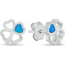 Silver earrings Four-leaf clover with blue opal EA1253WB
