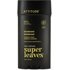 Uzklājams dezodorants Attitude Super Leaves Amber & Citrus vīriešiem, 75 g