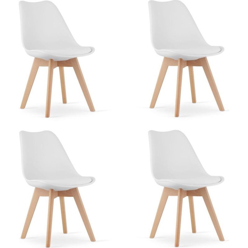 Zestaw komplet krzeseł MARK białe drewniane nogi 4szt