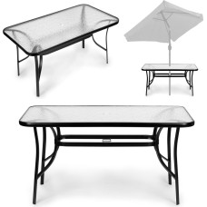 Multigarden Garden glass table 120x70 cm, for terrace and garden, tempered glass, umbrella hole, MultiGarden