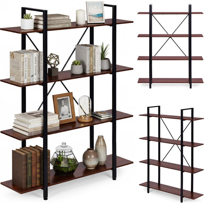 Modernhome Loft Industrial Shelf for Living Room Office 4 Shelves Metal Frame ModernHome