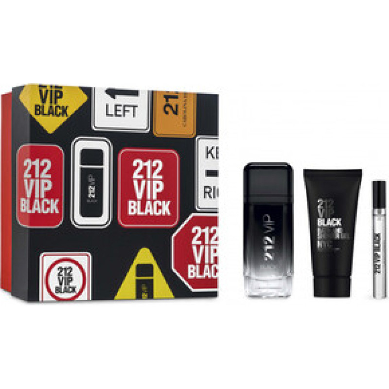 Carolina Herrera 212 VIP Men Black EDP gift set 100 ml, shower gel 100 ml and miniature EDP 10 ml