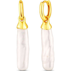 Gold-plated dangling earrings with freshwater pearl 2in1 JL0855