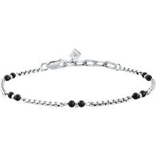 Men's steel bracelet with onyx beads Terra S1754