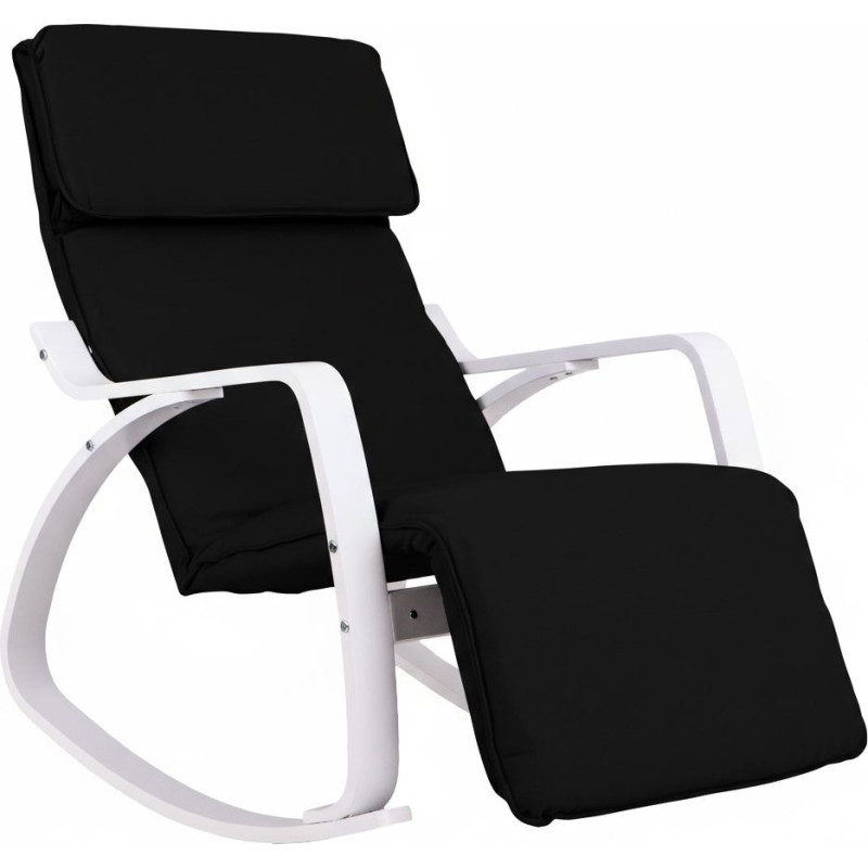 Modernhome Rocking Chair with Adjustable Footrest White and Black ModernHome