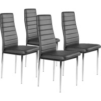 Eco-leather chairs for the living room and dining room, 4 pcs. chrome legs, gray