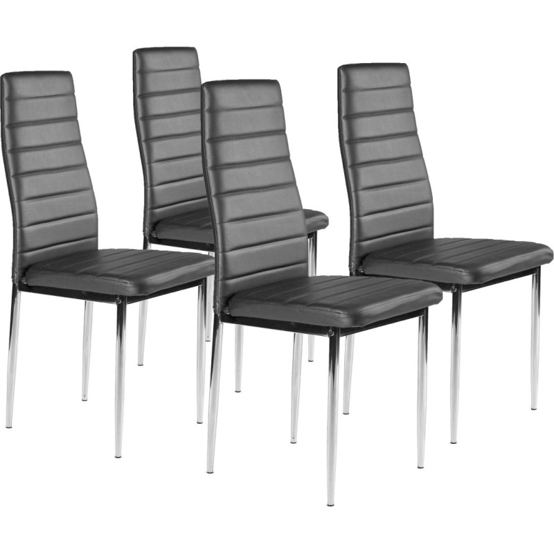 Eco-leather chairs for the living room and dining room, 4 pcs. chrome legs, gray