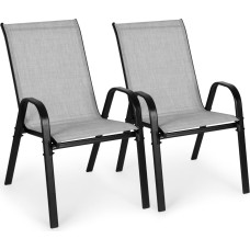 Multigarden Set of 2 Garden Chairs for Terrace or Balcony Light Grey MultiGarden