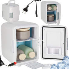 Elektriskais auto mini ceļojumu ledusskapis pārtikas kosmētikas sildīšanai dzesēšanai 2in1 4L balts