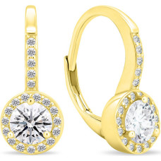 Glittering gold-plated earrings with clear zircons EA442Y