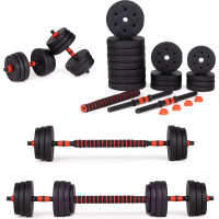 Modernhome Adjustable Dumbbells 2x15 kg Barbell Set 30 kg with Bar
