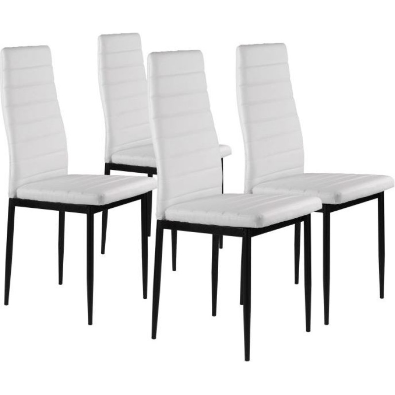 Set of 4 dining room chairs for living room with Eco-Leather, ergonomic backrest, white