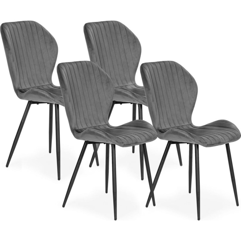 Modernhome Set of 4 Chairs for Living Room Dining Room Modern Gray Velour Chair ModernHome