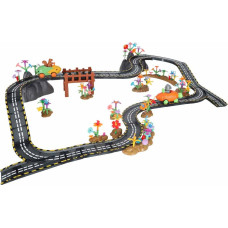 Magnētiskā auto sacīkšu trase 2 gaismas transportlīdzekļi 310 elementi