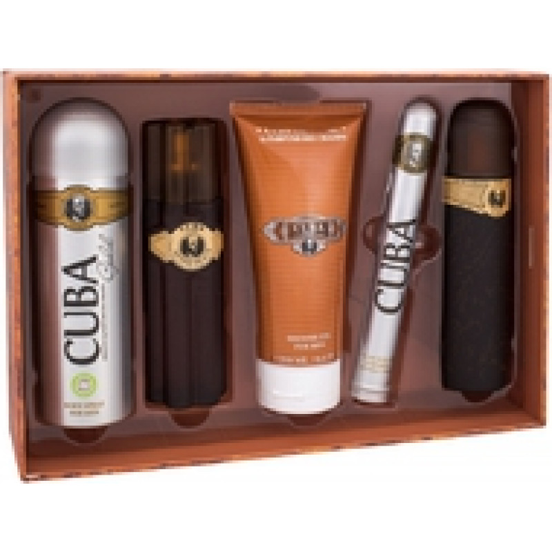 Cuba Must Have Gold Gift Set EDT 100 ml, 35 ml EDT, After Shave 100 ml shower gel 200 ml and 200 ml deospray