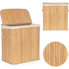 Modernhome Bamboo laundry basket 150l with 3 compartments and lid, ModernHome